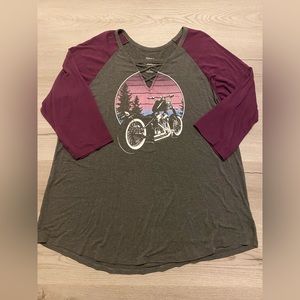 Torrid, raglan motorcycle shirt, size 3, EUC